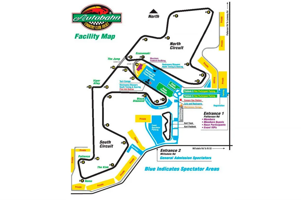 Autobahn Country Club facility and configuration map