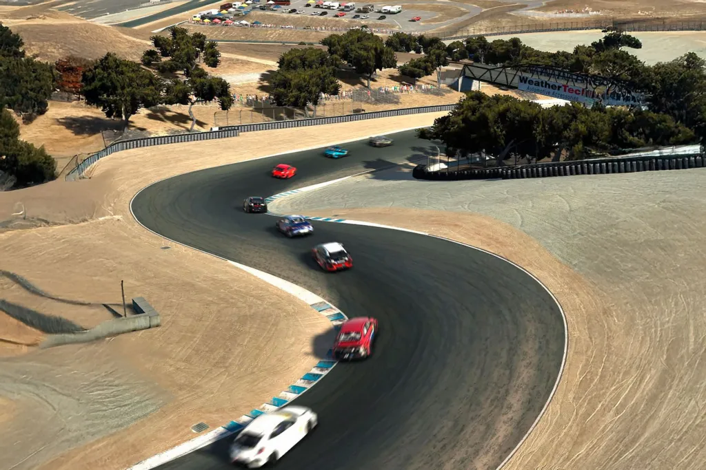 Laguna Seca Raceway Corkscrew bird view
