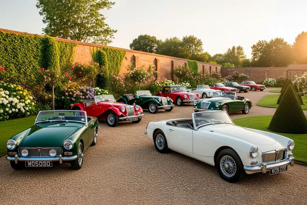 Classic MG cars on one picture