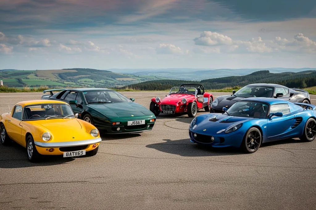 Iconic lotus cars on one photo